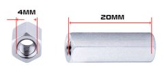 Hexagonal Spacers M4x20mm - 100pcs, Galvanized