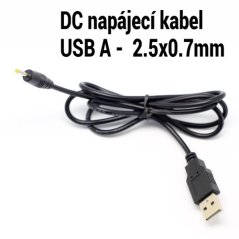 DC napájecí kabel USB A na jack 2.5 x 0.7 mm