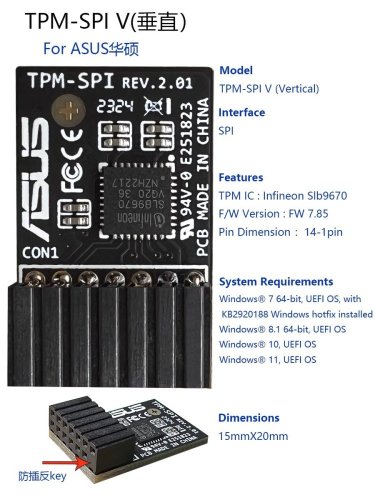 ASUS TPM 2.0 Modul – Zabezpečení pro vaše zařízení - Model: TPM-M (14-1)pin