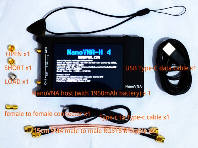 NanoVNA-H4: Přenosný vektorový síťový analyzátor 10kHz-1500MHz - 6 ks v sadě