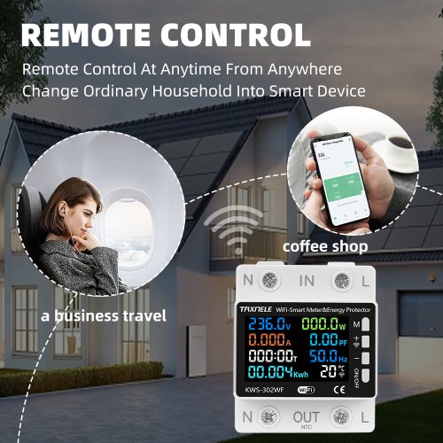 Tuya WiFi 8v1 elektroměr 170-270V/63A