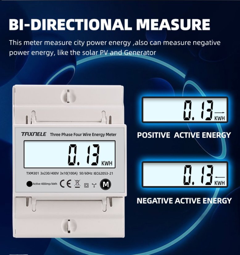 TXM301 Three-Phase Digital Electric Meter for DIN Rail