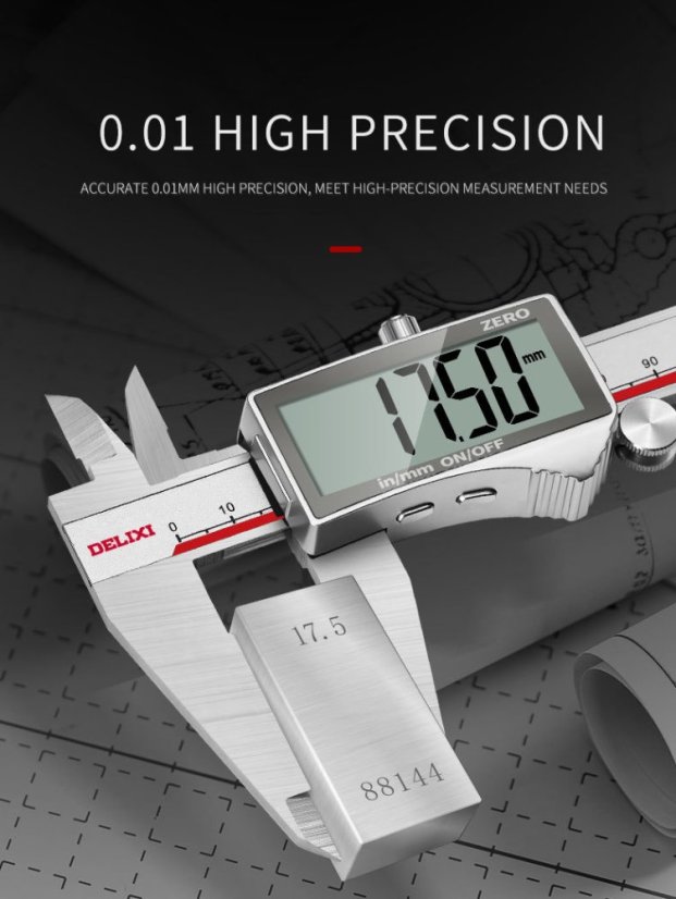 Digitální posuvné měřítko DWKC - přesný měřicí nástroj - Přesný měřicí nástroj - Model: DWKC-2016 velký LCD