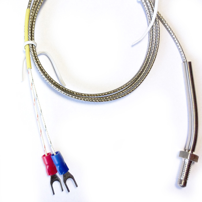 K-Type Thermocouple Temperature Sensor with M6 Thread and Metal Braiding