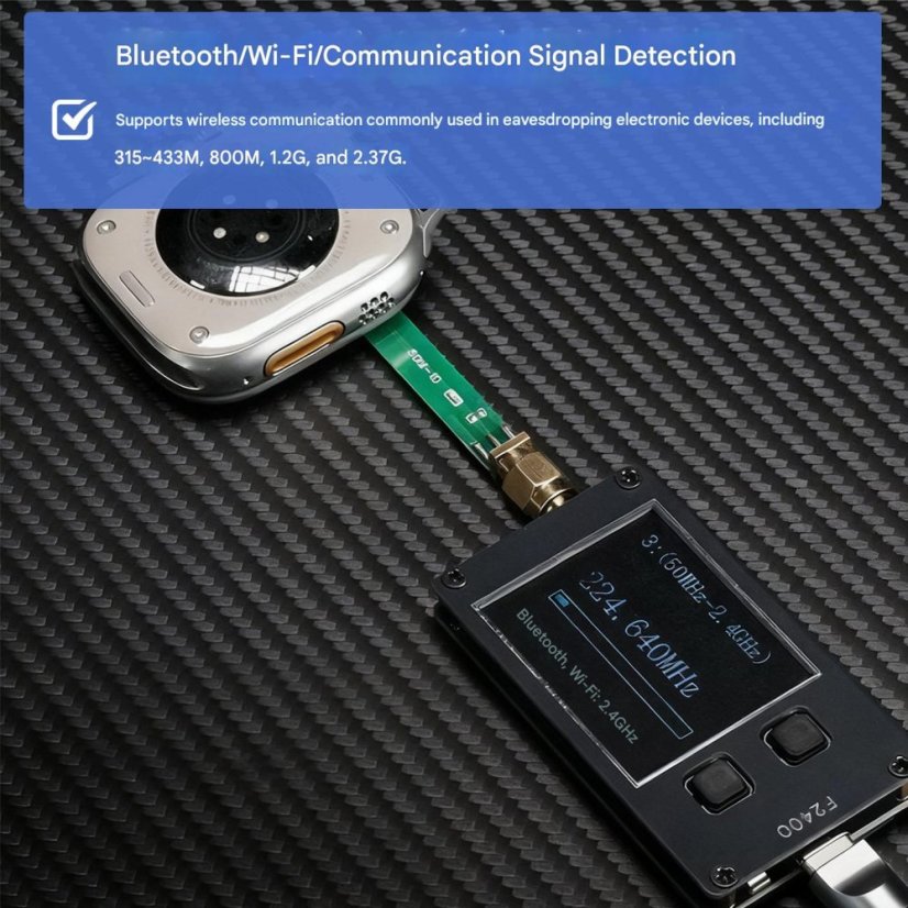 F2400 RF Detektor Signálů 10MHz–2.4GHz