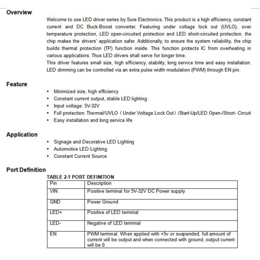 350mA 10W LED Regulátor s DC SEPIC Buck Boost 5-32V Vstup