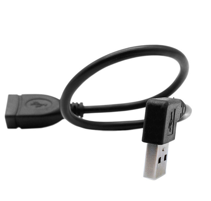 USB 2.0 prodlužovací kabel, samec-samice, zahnutý, 0.5m