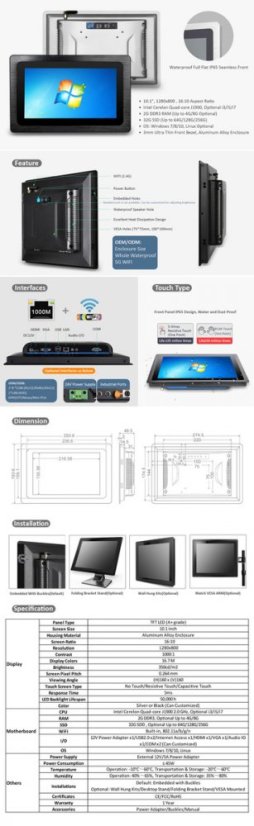 NXT101F 10.1-inch Industrial Tablet with Windows (barebone)