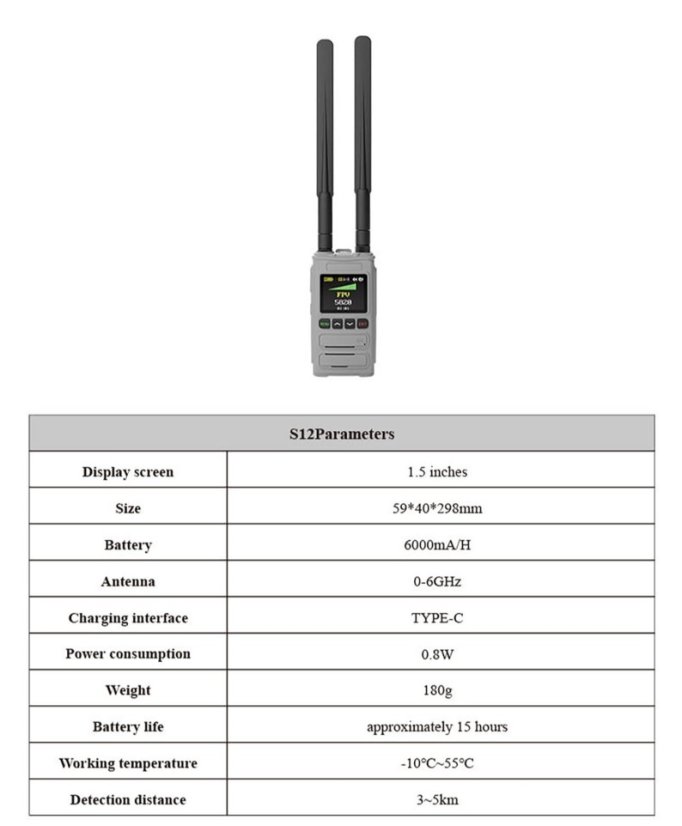 Skydroid S12 ruční detektor dronů s alarmem