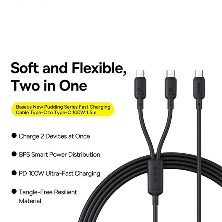 Kabel USB-C (M) - 2x USB-C (M) 1.5 m, rozbočovací