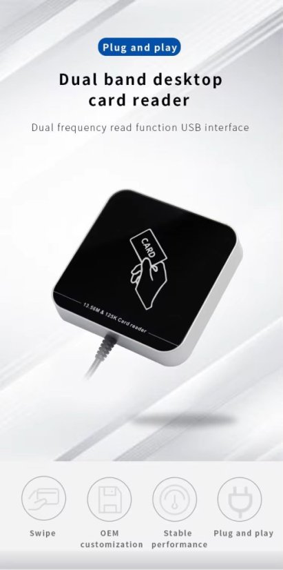 Dvoufrevenční RFID čtečka karet ZY-T304