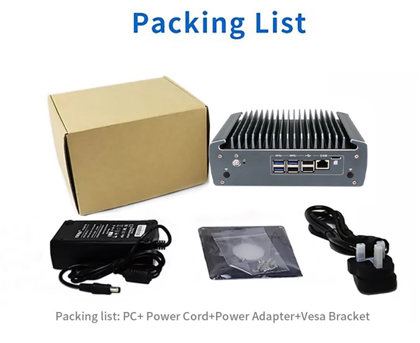 Nano N3061, 6 LAN, bez ventilátorů, průmyslový barebone počítač