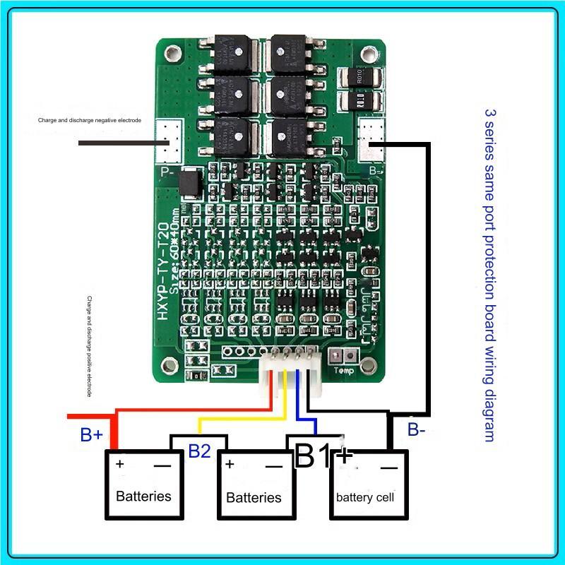 BMS 3-xS 15A HXYP - Ochranný modul pro lithium-iontové baterie - Model: HXYP-6S-TY-T20, Počet článků: 6S (25.2V)