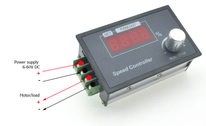 QA-26C 6-60V DC PWM LCD regulátor otáček pro stejnosměrné motory