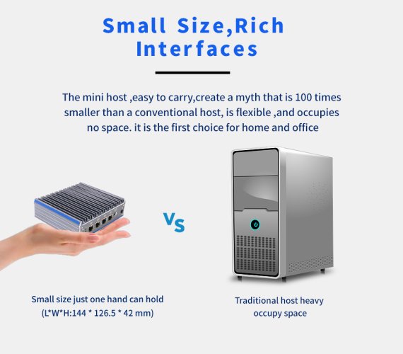 Nano N1041 J4125 Průmyslové Mini PC - Barebone, Fanless