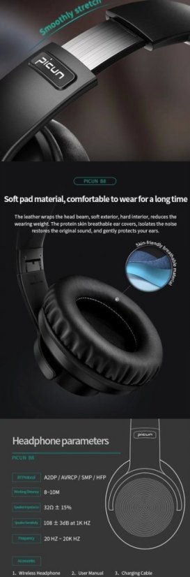B8 Foldable Bluetooth Headphones with Microphone - Stereo, Wireless, Perfect Sound