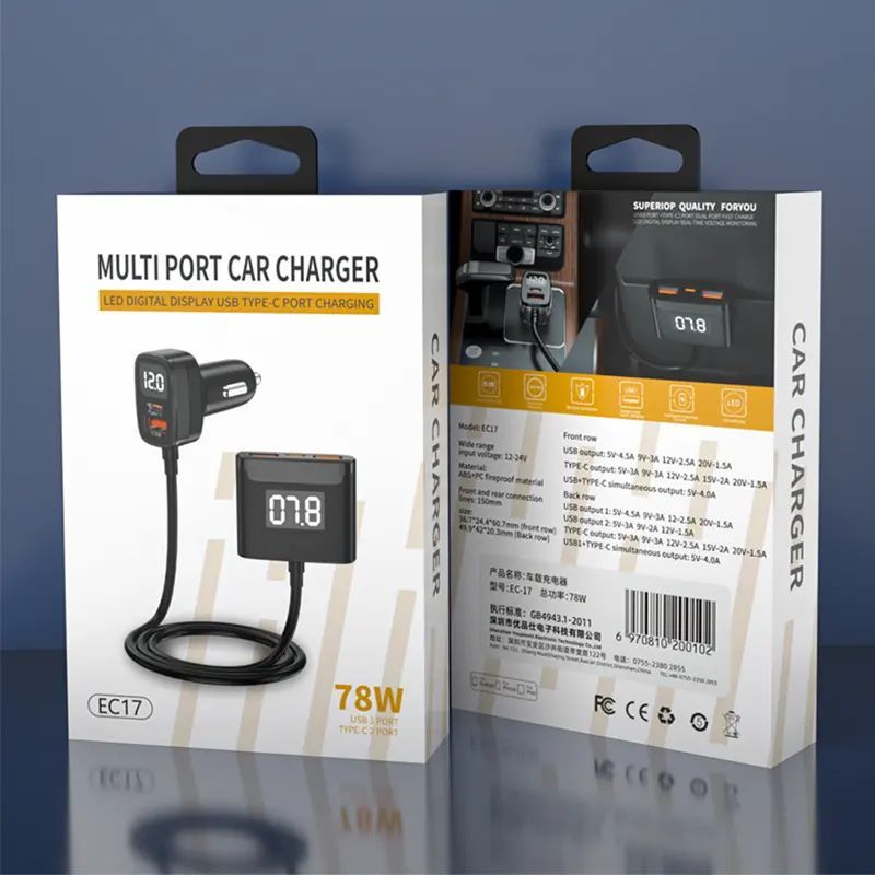 EC17 58W Auto Nabíječka s 2x USB-C a 3x USB-A