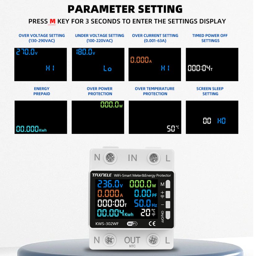 Tuya WiFi 8v1 Electrometer 170-270V/63A