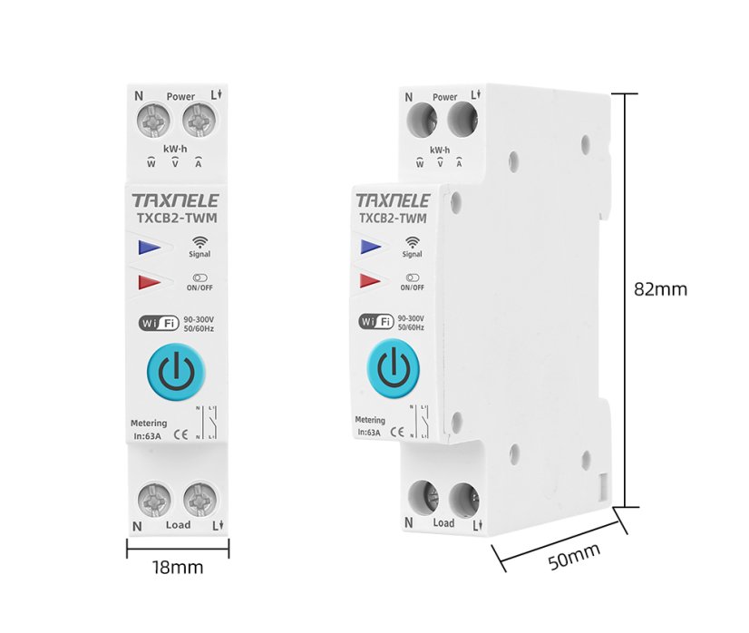 63A 1P+N WIFI Smart Switch a Elektroměr KWh - Model: TXCB2-TW