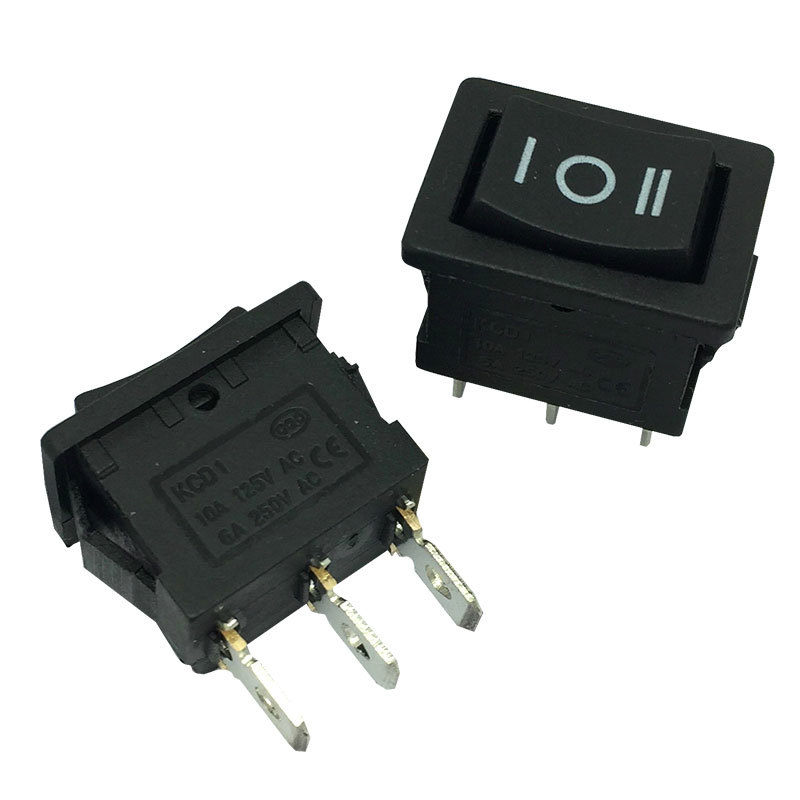 Kolébkový spínač KCD1, 2x zap/vyp/zap, 250V/AC, 6A, černá