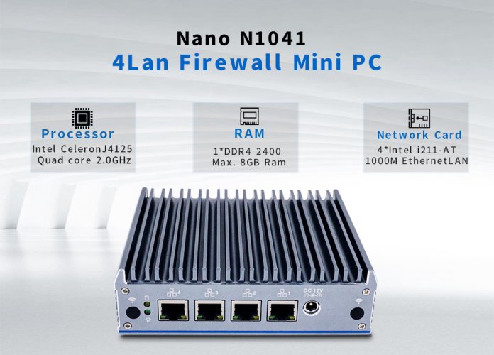 Nano N1041 J4125 Průmyslové Mini PC - Barebone, Fanless
