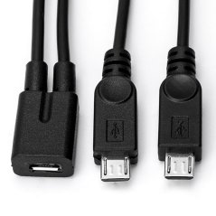 Micro USB 2.0 rozbočovač kabel 1F - 2M, 20 cm