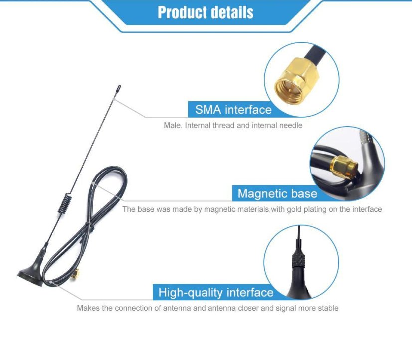 TXGN-XPL-300 824MHz SMA 5.5dBi High-Gain RF Suction Antenna