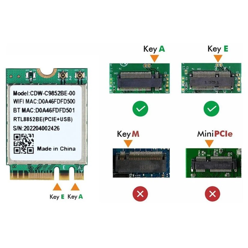 RTL8852BE M.2 NGFF WiFi6 Card