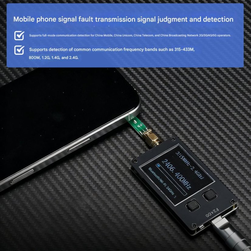 F2400 RF Detektor Signálů 10MHz–2.4GHz