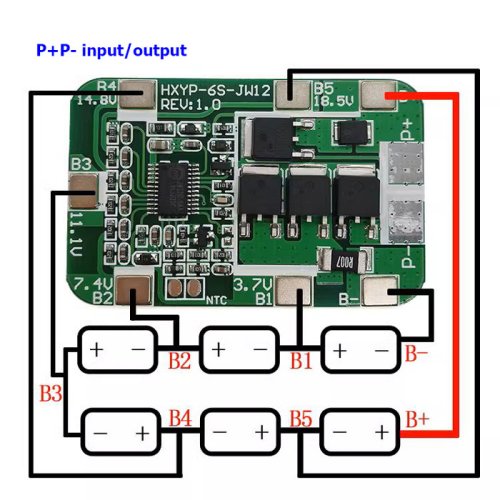 HXYP-6S-JW12 BMS 6článkový modul pro Li-Ion 24V 14A