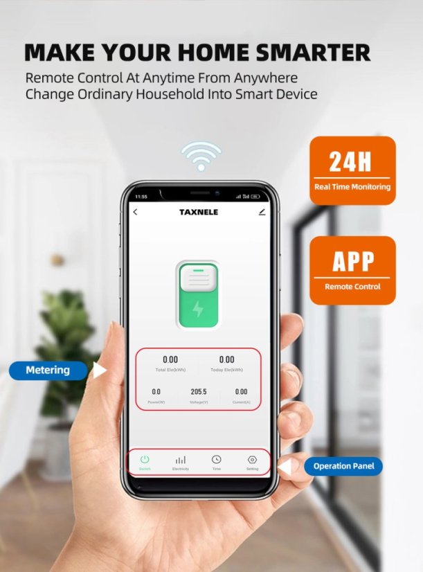63A 1P+N WIFI Smart Switch a Elektroměr KWh - Model: TXCB2-TW