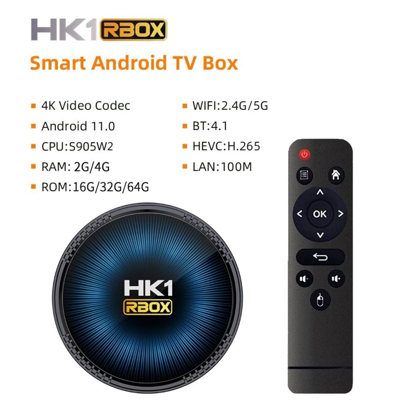 TV Box HK1 RBOX W2 S905W2 s Androidem 11