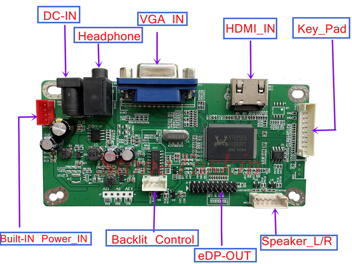 XY_VH2E556 univerzální eDP TFT displej s audio vstupem