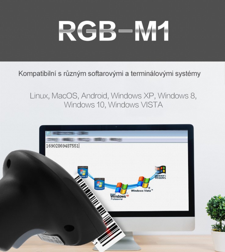 RGB-M1 USB CCD Čtečka Čárových Kódů 1D