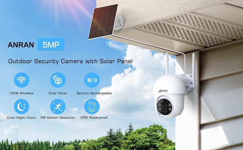 Q3 Max 5MP Wi-Fi Otočná Kamera s Dobíjecí Baterií a Solárním Panelem 3W