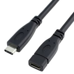 Kabel USB Type-C 2m - Černý, samec/samice