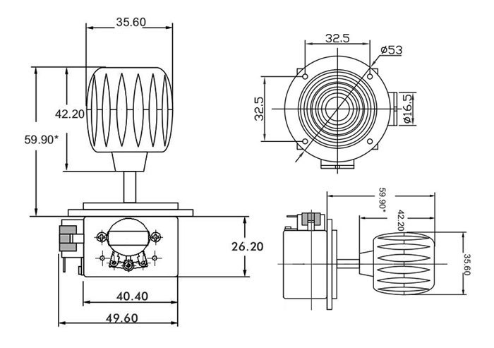 OM304BS-M4 mini joystick potenciometr 10K ohm - tříosý ovladač