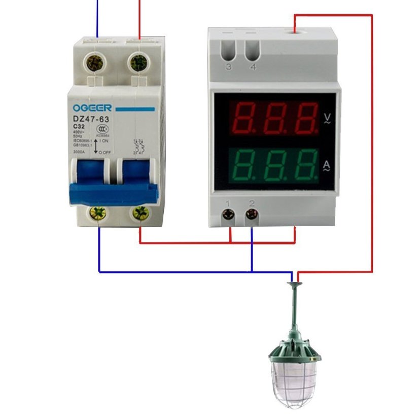 D52-2042 100A LED digitální ampérmetr/voltmetr DIN AC