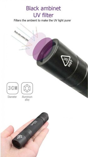 Výkonná UV svítilna 365nm s filtrem ZWB2