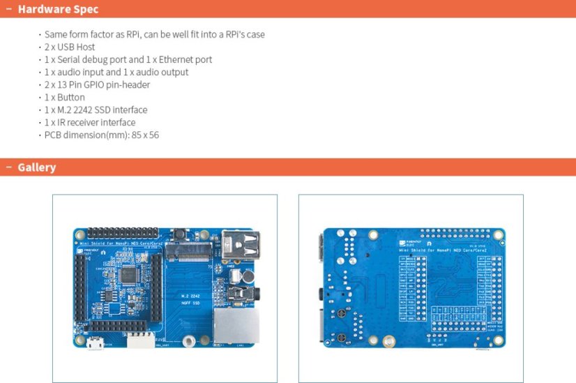 Nano Pi Mini Shield pro NEO Core/Core2