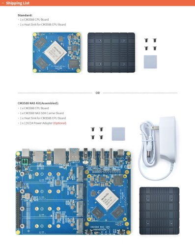 CM3588+ Komplete Sada s Kovovým Krytem - RAM paměť a eMMC disk: 16GB + 64GB
