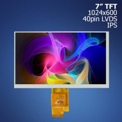 7palcový TFT displej, 1024x600, IPS, LVDS, 40pin