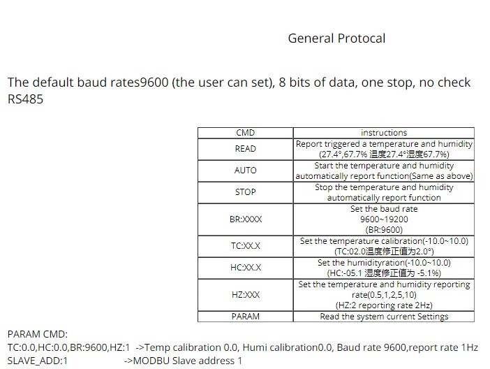 Temperature and Humidity Sensor SHT20 with RS485