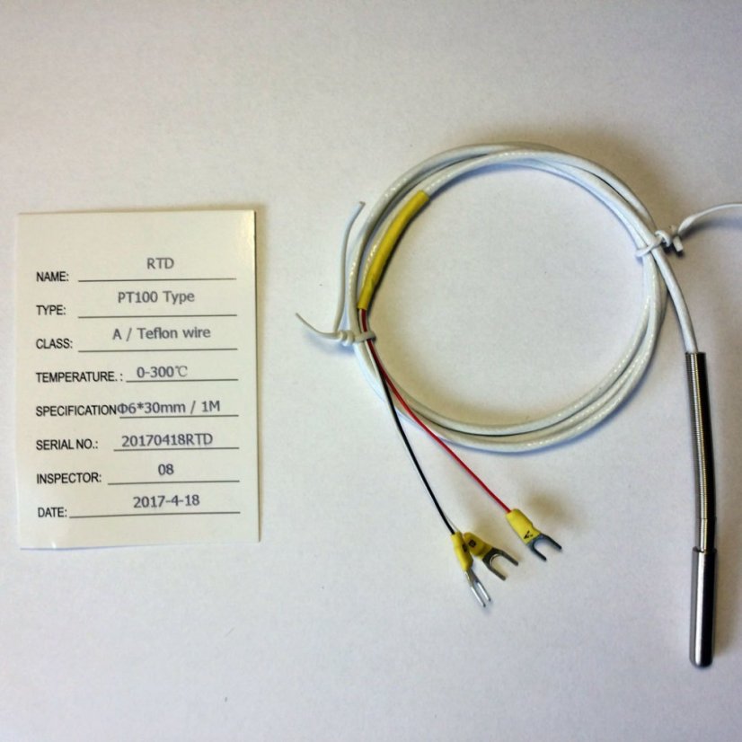 RTD PT100 Teplotní čidlo s Teflonovým kabelem - 1m