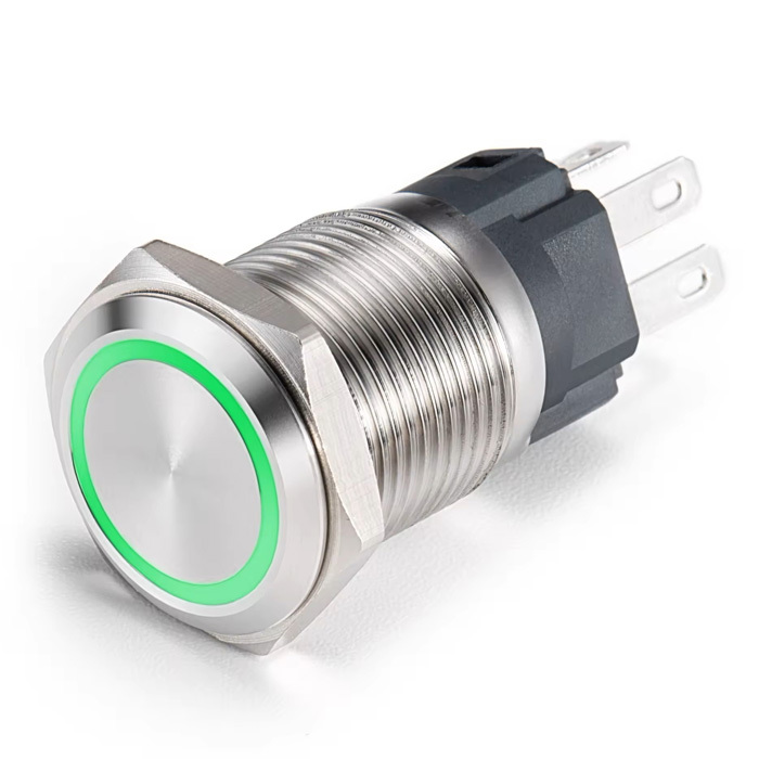 LED Tlačítkový spínač 12V, 20A, 22mm, IP67 - Bez symbolu