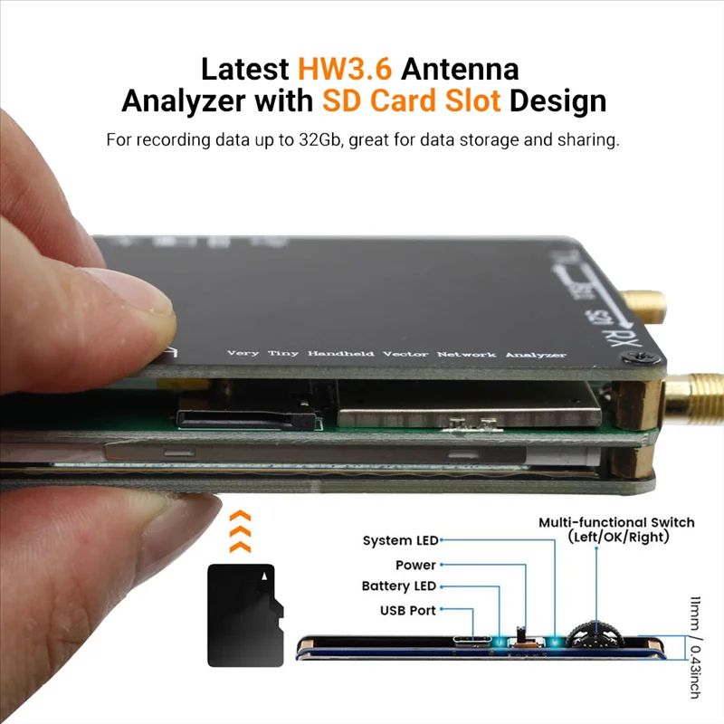 NanoVNA 50kHz-900MHz - Přenosný vektorový síťový analyzátor