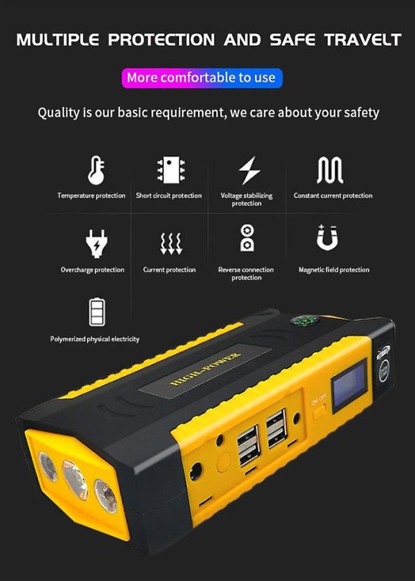 NPP A9 3-in-1 69 800mAh Power Bank and Jump Starter Box with LED
