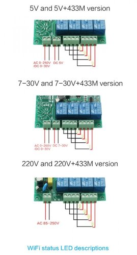 4-kanálový bezdrátový přepínač Smart Home WiFi LC-EWL-4R-HS - Model: LC-EWL-4R-HS-D5 (5V)