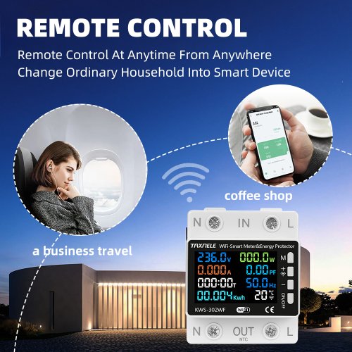 Tuya WiFi 8v1 elektroměr 170-270V/63A