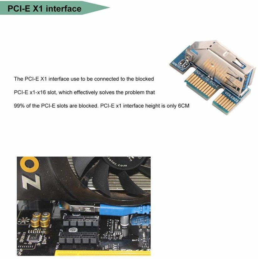 Mini PCI-Ex1 prodlužovací kabel - UEX101